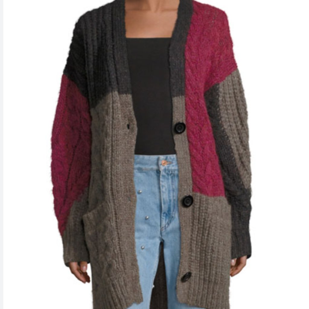 Etoile Isabel Marant Dailon Patchwork Cable-Knit Cardigan